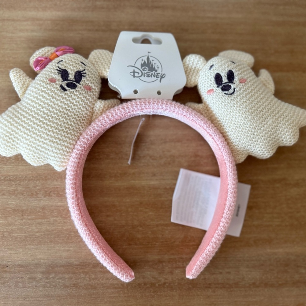 Disney Cream Ghost Headband with Pink Band
